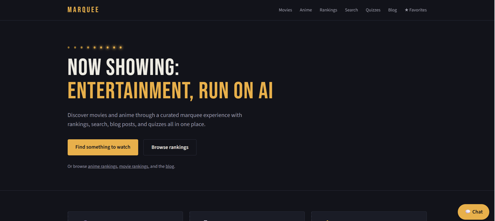 Marquee AI entertainment platform screenshot